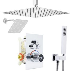 Shower System 12 Inches Rainfall Shower System Shower Head System for Bathroom 3 function shower system set Shower Faucet Rough-in Valve
