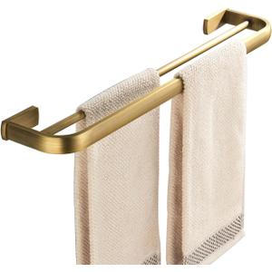 Flybath Double Towel Bar Rail Brass Antique Towel Holder Rack Wall Mounted, Brushed Brass