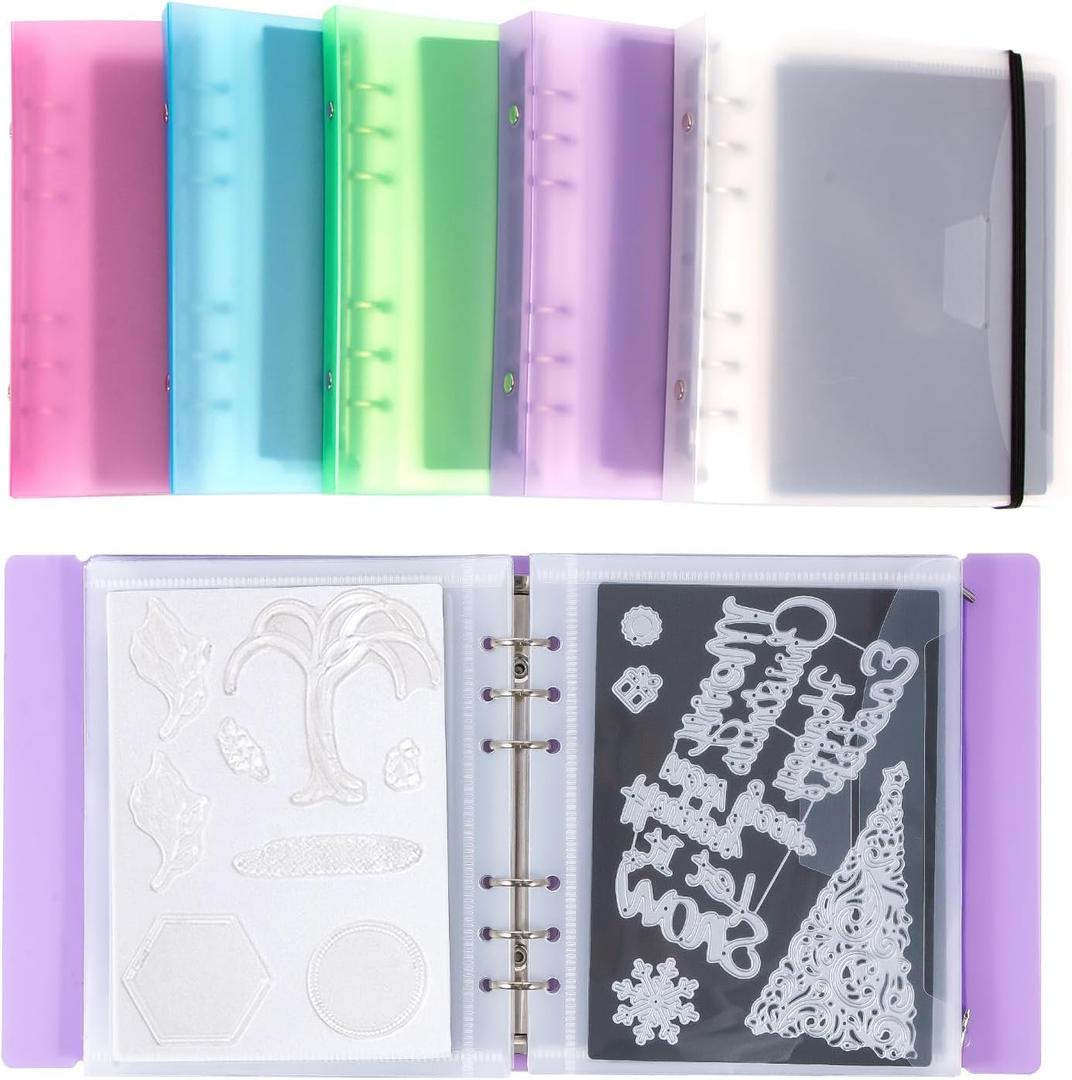 UNIMEIX 60 Pcs Magnetic Sheets for Die Storage with 5 Binder Covers, 2 in 1 Storage Stamp and Die Storage Bags Die Cut Storage Supplies(0.8 mm Thickness)
