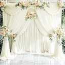 4 Panels Ivory Backdrop Curtains for Wedding Party Wrinkle Free Backdrops Curtain Drapes Fabric Decorations Photo Back Drop Cloth for Baby Shower Photography Stage Reception 20ft(W) x 12ft(H)