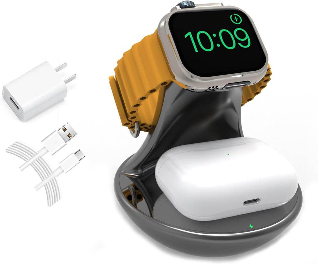 for Apple Watch Charger Stand,Magnetic Fast Charging Stand Dock Compatible with iWatch Series Ultra/SE/10/9/8/7/6/5,for Apple Watch Airpod Charger Holder,Charging Cable(Gray)