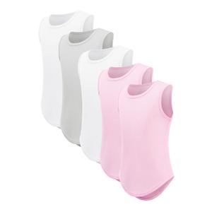 Celfaeree 5 Packs Girls Athletic Tank Tops Active Dry Fit Tank Top for Girls Dance Yoga Workout Tops for Exercise White/Gray/White/Pink/Pink XL (XL)
