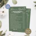 4 x Bridal Shower Games Cards, Guess Over or Under, Wedding Games for Reception 25 Guest Cards (5 × 7inches), Minimalist Green Engagement Party Wedding Supplies - E12