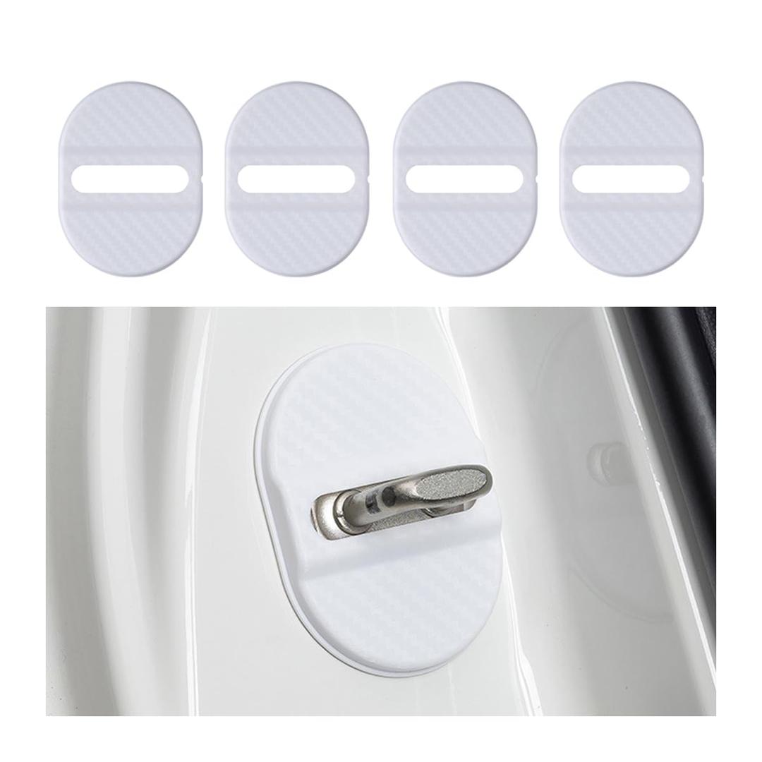 Mandark Car Door Lock Latches Cover, 4PCS Carbon Fiber Vehicle Door Lock Latches Protector, Automotive Door Lock Protection Trim Decoration Accessories, Universal for Most Cars (Red)