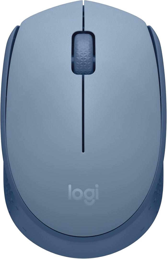 Logitech M170 Wireless Mouse for PC, Mac, Laptop, 2.4 GHz with USB Mini Receiver, Optical Tracking, 12-Months Battery Life, Ambidextrous - Blue Grey