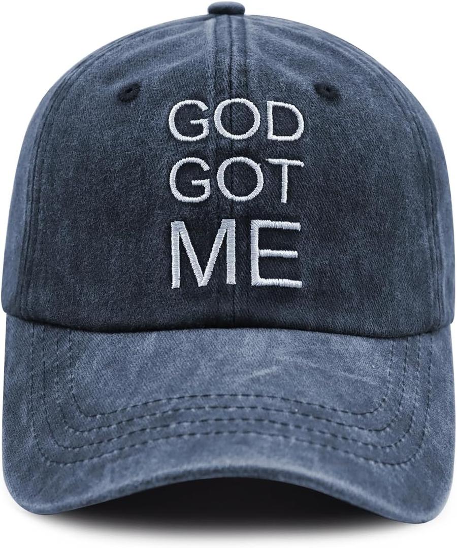 XacaYuerp God Got Me Christian Hat for Men Women, Funny Adjustable Cotton Embroidered Religious Faith Baseball Cap