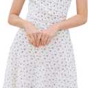 ZTC Floral Summer Dress for Women Spaghetti Strap Sleeveless A-line Dress Casual Beach Daily Wear Perfect for Vacation (White, L)