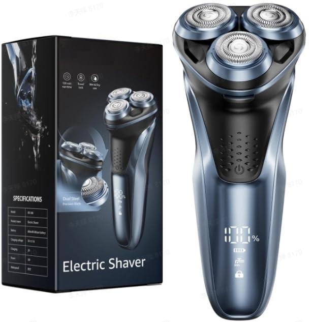 Electric Razor for Men, Electric Shaver for Men Face, with Pop Up Trimmer Waterproof Wet Dry Rechargeable Shaver Blue