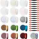 Artdone 16 Colors Chrome Nail Powder, Iridescent Aurora Chameleon Powder Metallic Mirror Effect Pigment Pearlescent Mermaid Pigment Pearl Glitter Dust Kit, Nail Art Decoration, Resin Craft