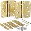 Self Closing Door Hinges, Spring Hinge Door Closer, Spring Loaded, Auto Close, 4 Inch, Automatic Closer, Auto Shut For Interior, Garage, Exterior, Adjustable Tension, 5/8 Radius Corner, Brass, 2 Pack (Satin Brass Finish)