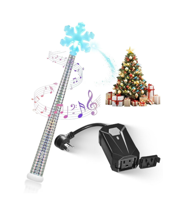 Wireless Control Outlet with Magic Wand, Wireless Switch for Christmas Tree and Decorative Indoor，Turn Your Tree Lights on and Off with a Simple Wave ，100ft RF Range