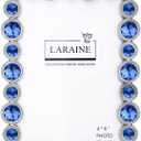 LARAINE Picture Photo Frame 4x6 Rhinestones Metal High Definition Glass Display Pictures for Tabletop Crystal Home Decorative Holiday Gift (Blue, 4x6)