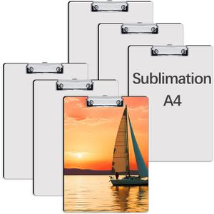6 Pack Sublimation Clipboard Blanks Bulk MDF Sublimation Clipboard A4 Letter Size 8.8'' x 12.4'' Sublimation Teacher Blanks for Office Products DIY Handmade Craft Sublimation Ornaments Blanks