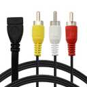 USB to RCA Cable,USB A 2.0 Female to 3 RCA Male Jack Splitter Audio Video AV Composite Adapter Cable for TV/PC -5FT (USB 2.0 Female to RCA Male)