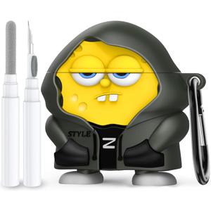 Cute Cases for AirPods 4 Case Cover 2024 with Cleaner kit,3D Cartoon Character AirPods 4th Generation Case,Funny Anime Kawaii Cool Silicone Airpods 4 Accessories with Keychain for Women Girls Boys (Yellow)