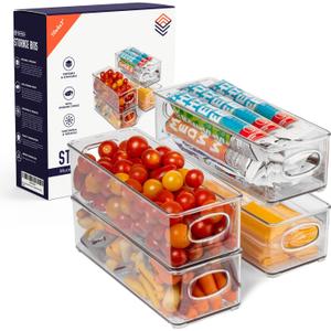 ClearSpace Plastic Pantry Organization and Food Storage Bin  Great Kitchen Storage  Fridge Organizer Bins  4 Pack