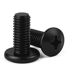 10PCS M6-1.0 x 16mm 18-8 Black License Plate Screws with Blackened Backplates - Heavy-Duty Flat Head License Plate Bolts for Rear License Plate Bracket Installation