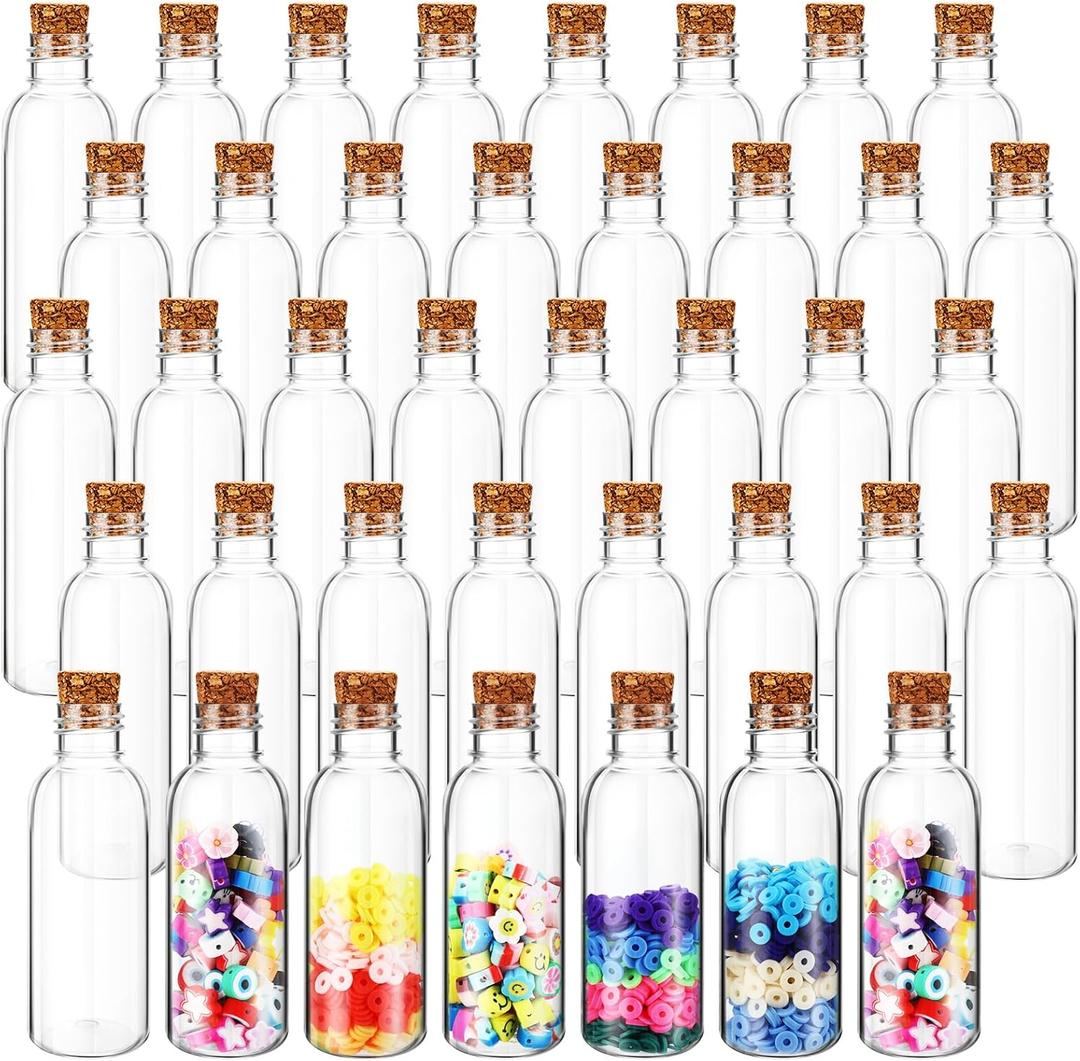 Talandale 50 Pcs 4 oz Potion Bottles with Cork - Clear Plastic Sand Art Bottles for DIY Wedding Party Favors