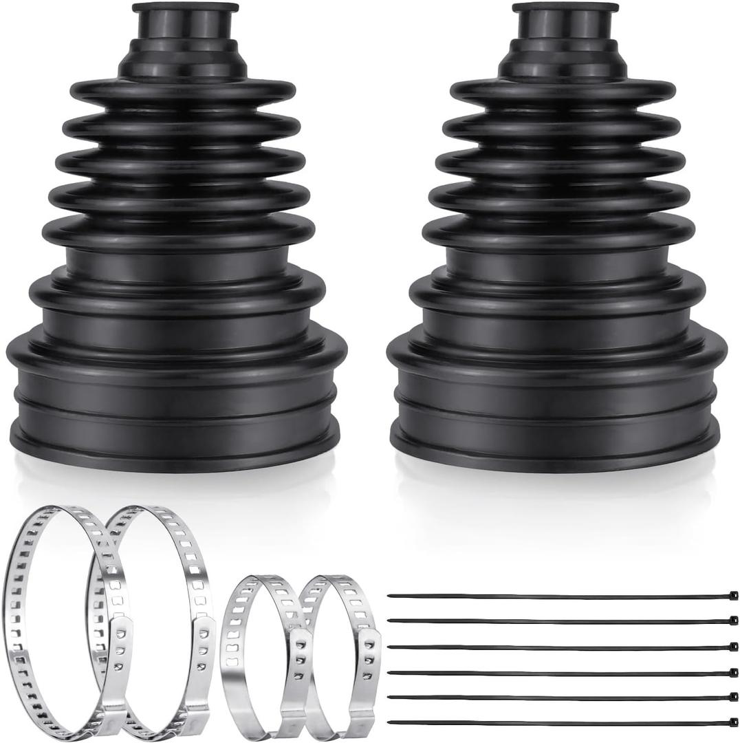 PIFOOG 2PCS CV Boot Repair Kit for 19mm to 24mm Shafts Universal Car CV Axle Joint Boots Replacement Constant Velocity Kits with Clamps Cable Ties Dustproof Flexible Silicone Black