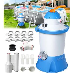 1000 GPH Pool Sand Filter Pump for Above Ground Pools, Pool Sand Pump with Timer, Energy-Saving, Low Noise | Pools Water Filtration System - Rapid Debris Removal & Enhanced Water Circulation (Deep Blue)