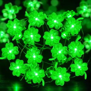 Aogist Super Bright 50LED Shamrock String Lights - 16ft St Patrick's Day 3D Clover Fairy Lights Battery Operated for Indoor/Outdoor Irish Party, Wedding, Holiday Green Decor - 1 Pack