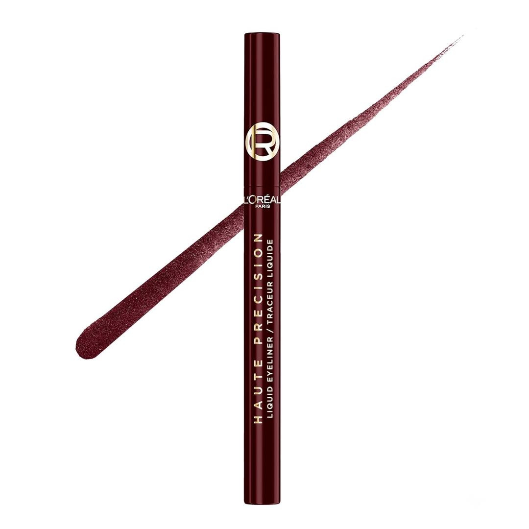 L'Oreal Paris Haute Precision Waterproof Liquid Eyeliner, Smudge-Proof Eye Liner with Micro-Tip, for up to 28HR Eye Makeup Wear, 050 Burgundy Cashmere (0.03 Fl Oz (Pack of 1))