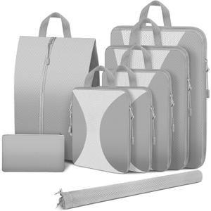 1 Set Compression Packing Cubes for Travel, Packing Cubes Compression Travel Accessories Expandable Packing Organizers for Carry on Luggage Suitcase (Grey)