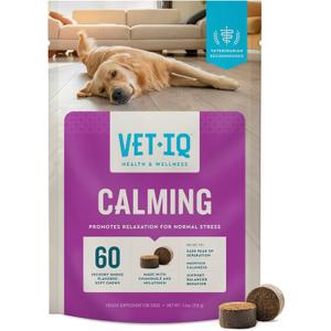 VetIQ Calming Support Supplement for Dogs, Calming Chews Help Manage Stress and Promote Relaxation, Anxiety Relief for Dogs, Made in The USA, 60 Count