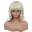 Rugelyss Short Blonde Wig with Bang Retro Bouffant Beehive Wigs fits 80s Costume or Halloween Party
