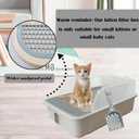 kathson Open Cat Litter Box with High Side,Anti-Splashing Cats Litter Pan,Kitten Toilet with Litter Sifting Scoop,Semi-Enclosed Removable Kittens Litter for Boxes Easy to Clean No Odor-Grey