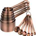 Measuring Cups and Spoons Set, Copper Measuring Cups and Spoons Set for Baking & Kitchen, Stainless Steel Measure Cup and Spoon for Dry &Liquid, Metal 7 Measure Cups&6 Spoons