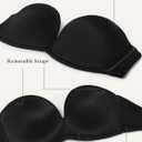 zossav Women Strapless Bra Push Up Wirefree Non-Slip Padded Bras Multiway Bandeau Convertible Straps 36A Black