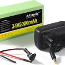 1 Pack 24V 5Ah Lithium Battery with 29.4V 1A Charger, 24 Volt Rechargeable Battery for DIY Projects