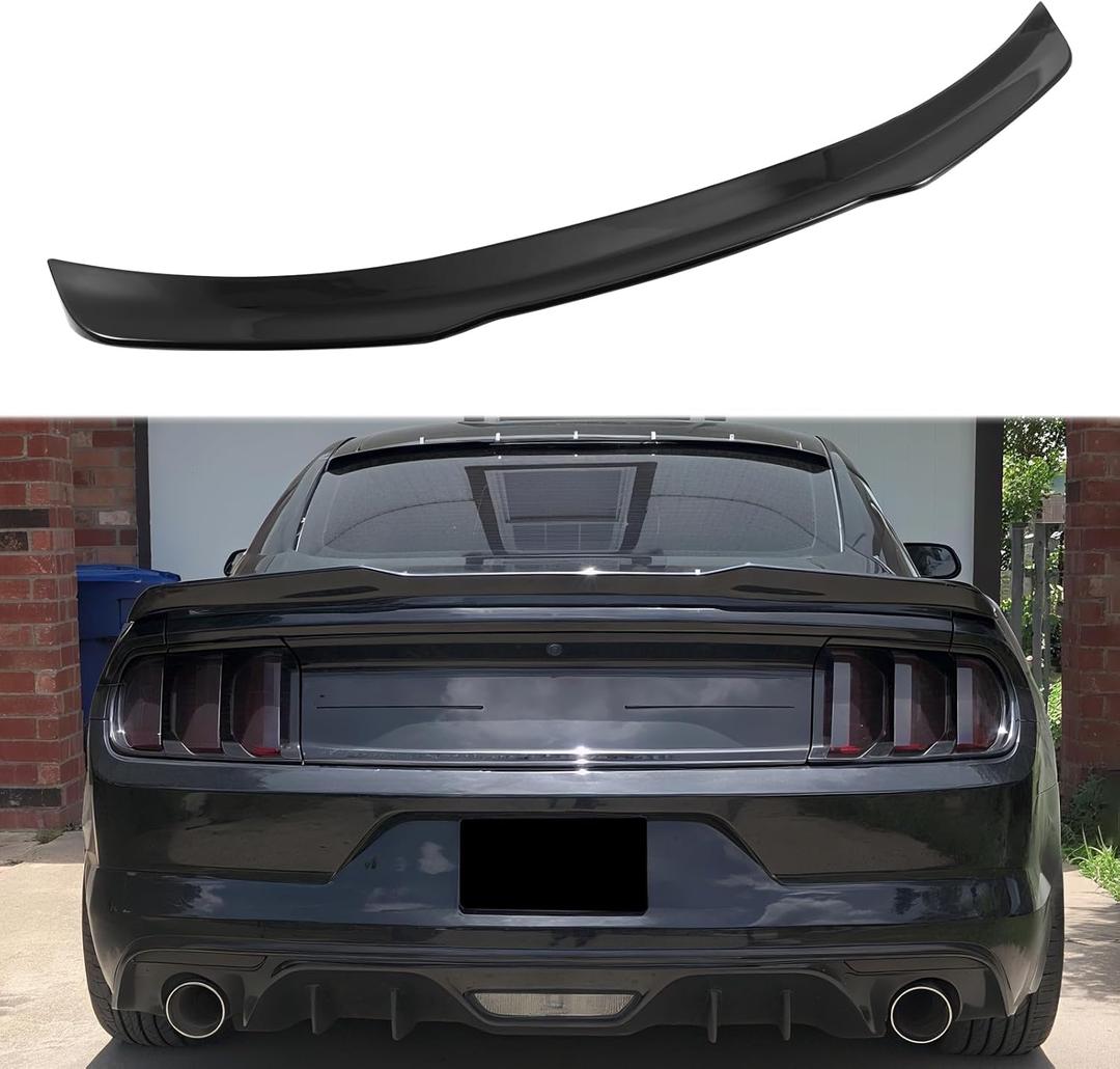 Glossy Black Spoiler Wing Compatible with 6th Gen 2015-2023 Ford Mustang 2-Door Coupe, Trunk Spoiler for V6/V8/EcoBoost/GT/Bullitt/Mach 1/Shelby