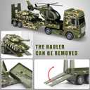 Big Green Military Truck Toy - 25.6 Large Semi Truck Toy with Helicopter and Tank - Army Toys with Sounds & Light, Friction Powered Cars Toys Birthday Gift for Kids Boys Girls 3 4 5 6 7 8