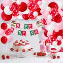 Red Pink White Balloon Garland Arch Kit - Red, Light Pink, White Balloons Pink Strawberry Party Decorations for Sweet 1st Strawberry First Birthday Baby Shower Wedding Party Decors