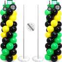 Sosation 2 Set Tractor Balloon Column Stand Kit Green Yellow Black Balloon Tower with 2 Large Tractor Cards 105 Latex Balloons with Adjustable Stands for Farm Birthday Party Decorations