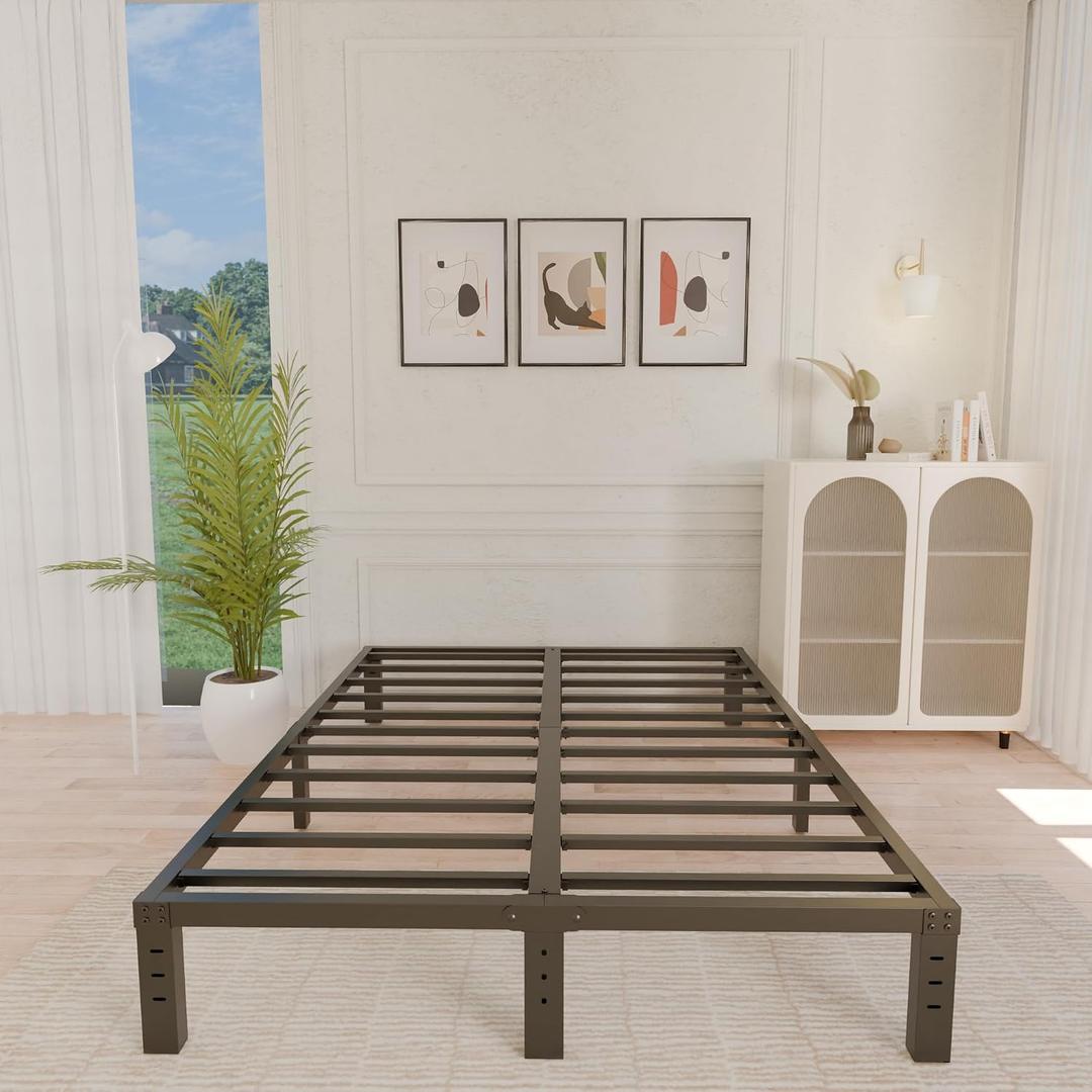 ALDRICH King Bed Frame 14 Inch, King Size Bed Frame Heavy Duty | Easy Assembly Noise Free, No Box Spring Needed, Black