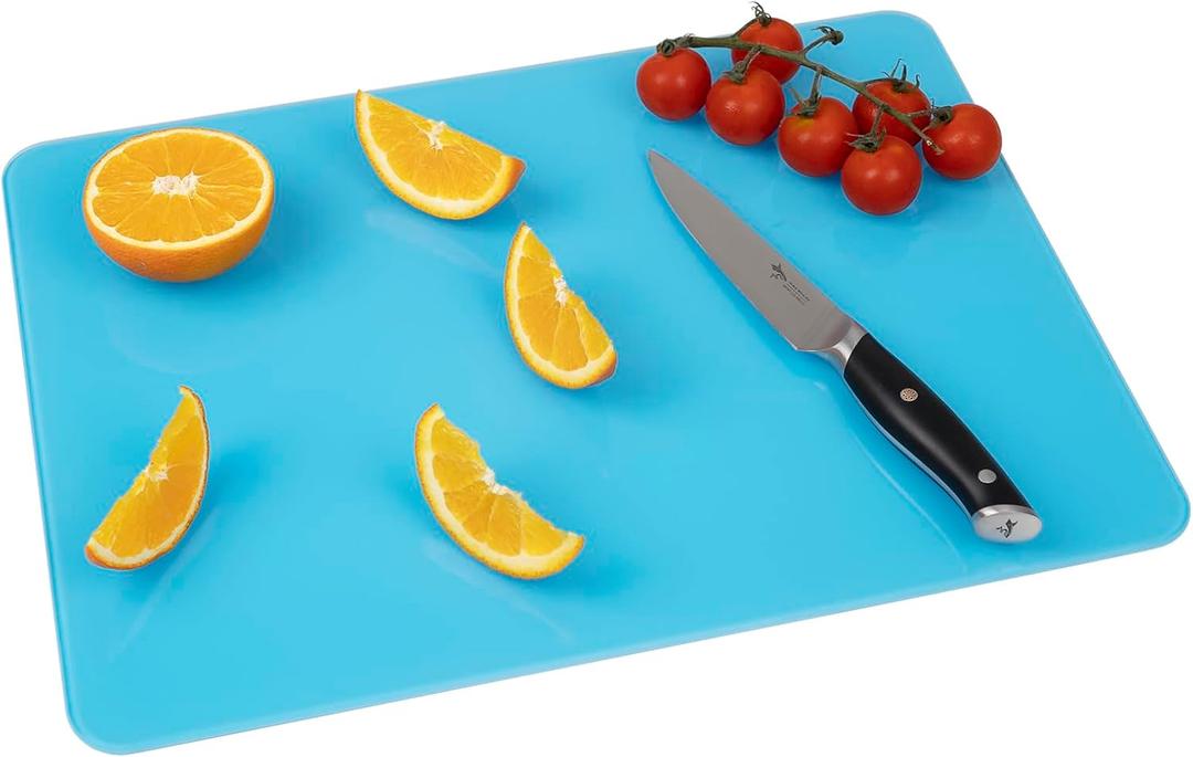 Tempered Glass Cutting Board for Kitchen Counter, Glass Cutting Board with Non-Slip Rubber Feet, Dishwasher Safe, Easy to Clean, Scratch, Heat & Shatter Resistant (16"x12", Blue)