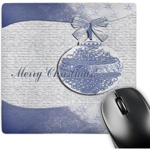 3dRose LLC 8 x 8 x 0.25 Inches Mouse Pad, Blue Holly Leaf Design Merry Christmas (mp_34349_1)
