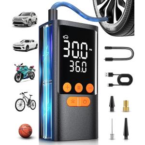 Tire Inflator Portable Air Compressor - Cordless Air Pump for Car Tires - 150PSI &10000 mAh Battery Portable Tire Inflator for Car with Pressure Gauge, Motorcycle, Ball, Mini Tire Pump for Bike