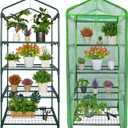 Mini Greenhouse for Indoor Outdoor, Small Plants Green House with 4 Tier Shelves, Portable Plastic Greenhouses with Durable PE Cover for Garden Backyard Patio Balcony Porch