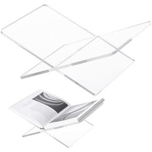 DECORANY Acrylic Book Stand 15 x 9 x 6 in Large Open Book Display Stand for Cookbook Art Book Bible Guest Book - Coffee Table Book Stand for Reading - Transparency, Large Size