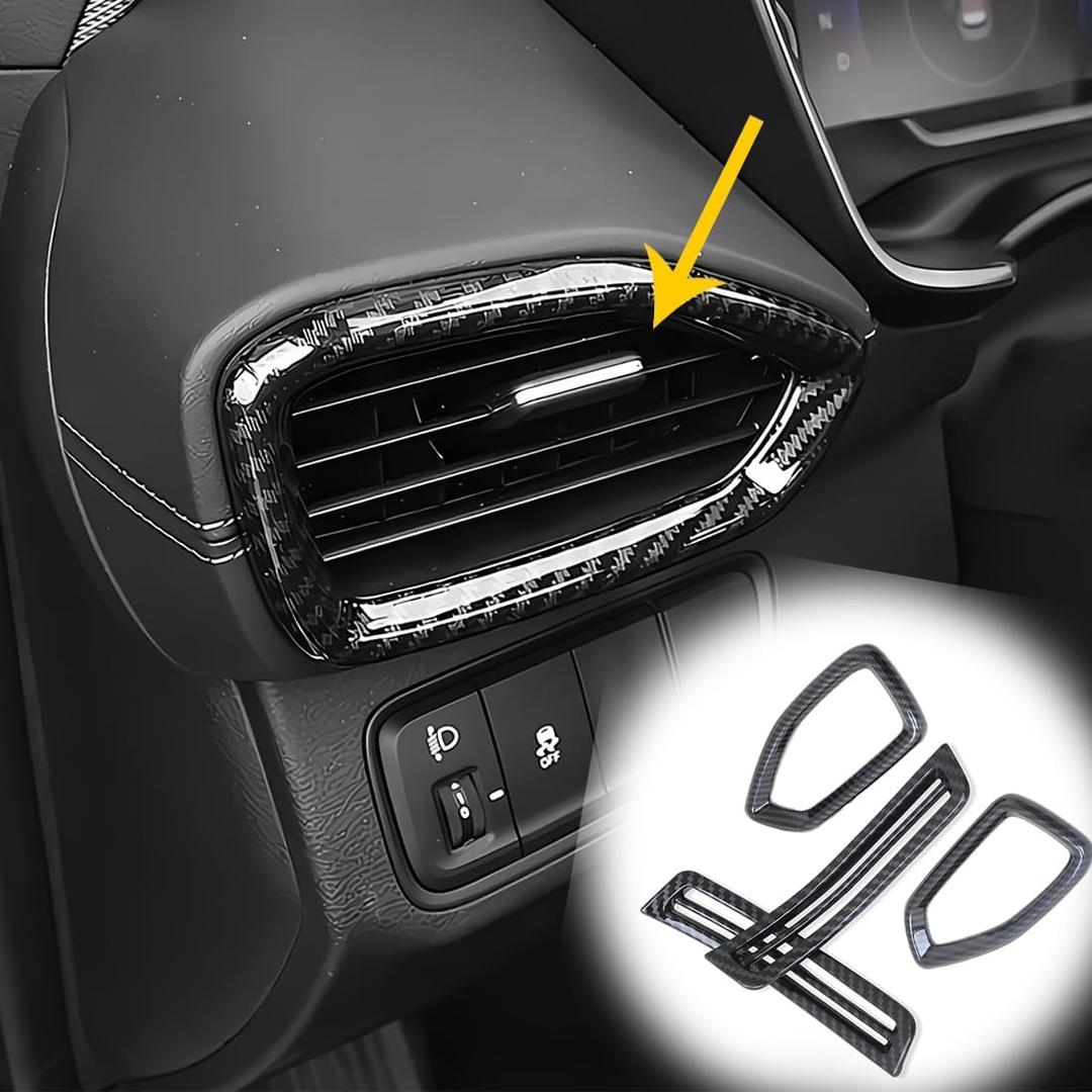 4PCS Dashboard Upper Wind Outlet Cover Trims Dashboard Left Right Air Vent Outlet Trim for Hyundai Santa Fe 2019 2020 2021 2022 2023 - ABS Carbon Fiber Sport Interior Accessories