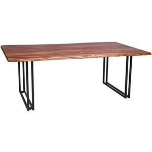 Porter Designs Manzanita Live Edge Solid Acacia Wood Dining Table, Brown (Mahogany)