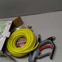 M MINGLE Sewer Jetter Kit for Pressure Washer 50 FT, Drain Cleaner Hose with Power Washer Gun, 1/4 Inch NPT Corner Rotating and Button Nose Sewer Jetting Nozzle, Orifice 4.0, 4.5 (Yellow)