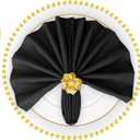 SuperO Set of 80 Cloth Napkins 17 x 17 Inch, Polyester Solid Washable Dinner Napkins with Hemmed Edges,Great for Restaurant, Wedding and Party(Black)