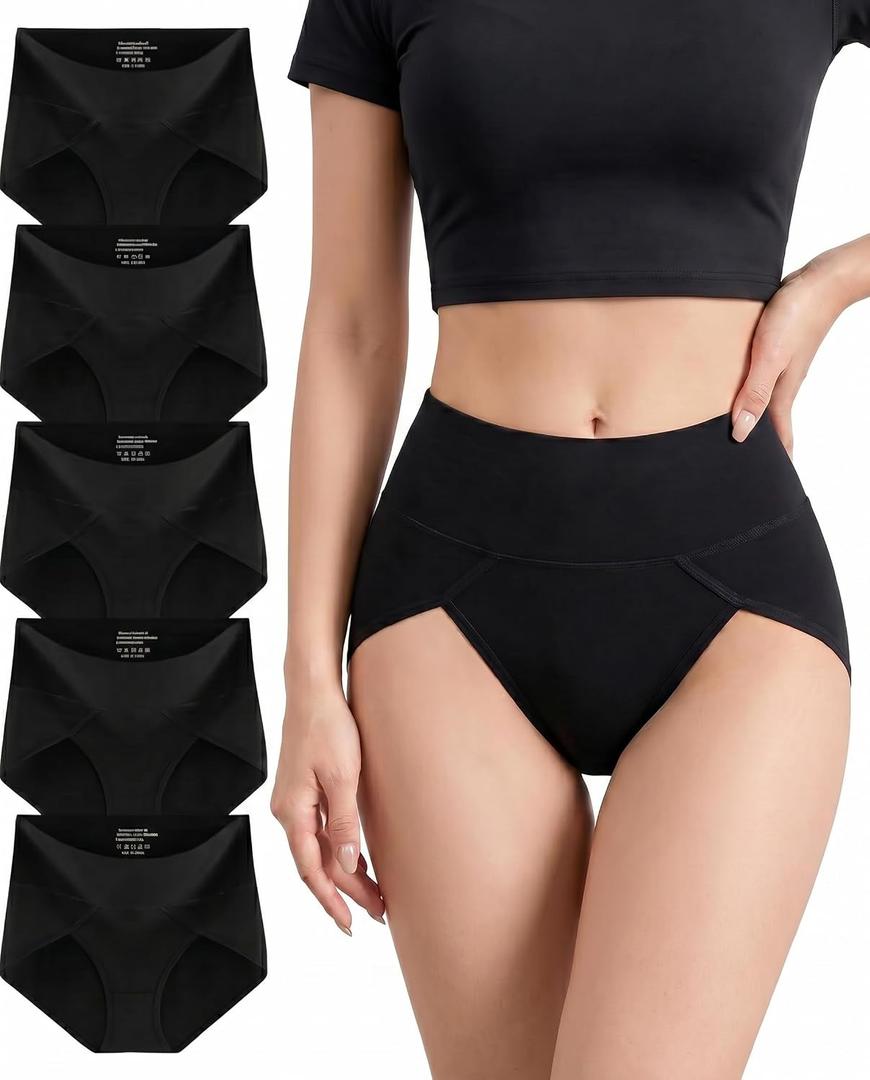 MISSWHO Womens High Waisted Cotton Underwear Soft Briefs Full Coverage Comfy Ladies tagless Panties XXL