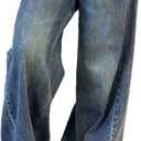 EMMIOL Wide Leg Jeans for Women, Mid Rise Baggy Jeans Plus Size Boyfriends Denim Pants, Y2K Vintage Style (8), Large 