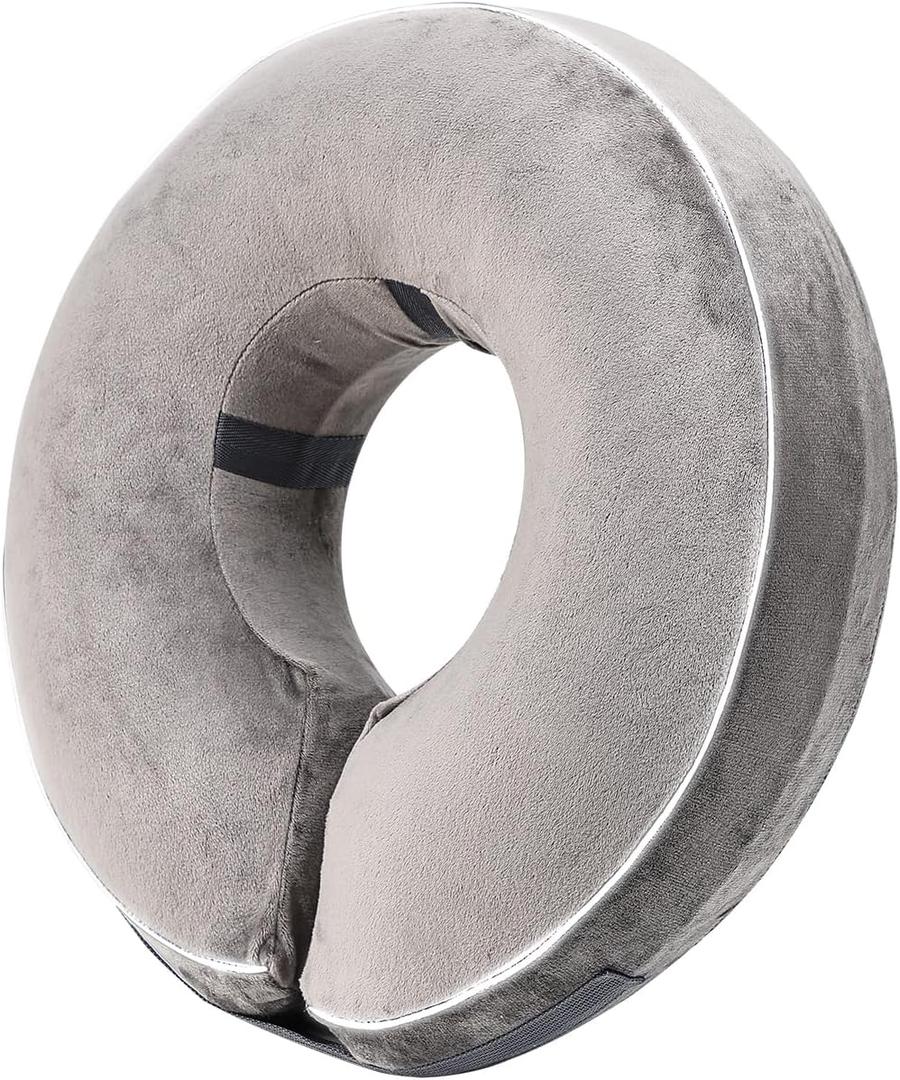 Inflatable Reflective Dog Cone Collar Alternative After Surgery,Doggie Recovery Dount Neck Ecollar,Adjustable Soft Dog Cone Collar for Small Medium Large Dogs (Grey, M) (Medium10.5"-13")